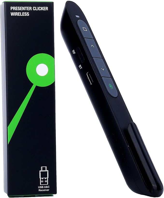 Wireless Presenter Remote with Green Light, Rechargeable PowerPoint Clicker by TITIANCOOLPresenter