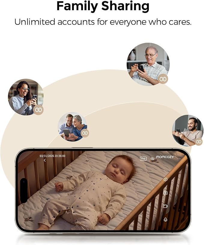 Momcozy Smart Baby Monitor, 2K HD Contact-Free Baby Camera, Table & Floor Stand - Image 8