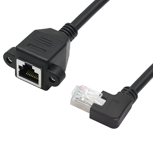 2Pcs 90 Degree Cat6 Ethernet Extension Cable 1FT, Left Angle RJ45 Male to - Image 3