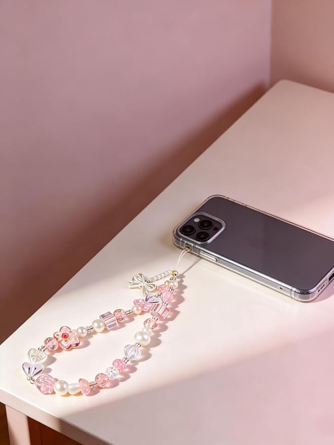 2 Pcs Phone Charm Strap Hand for iPhone Wrist Strap Camera Lanyard Pearl Beaded - Image 6
