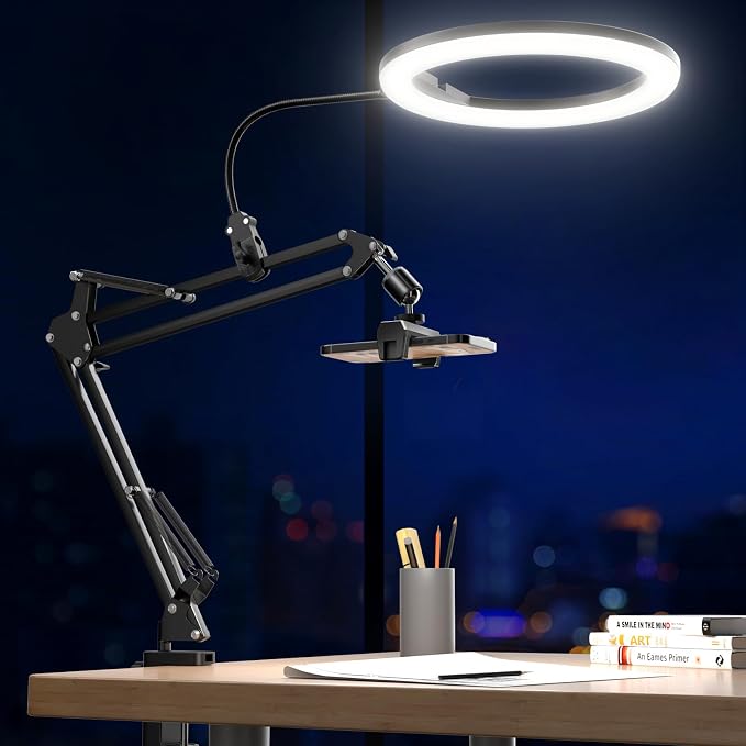 UBeesize 10" Ring Light with Overhead Phone Mount, LED Selfie Light with Stand by UBeesize