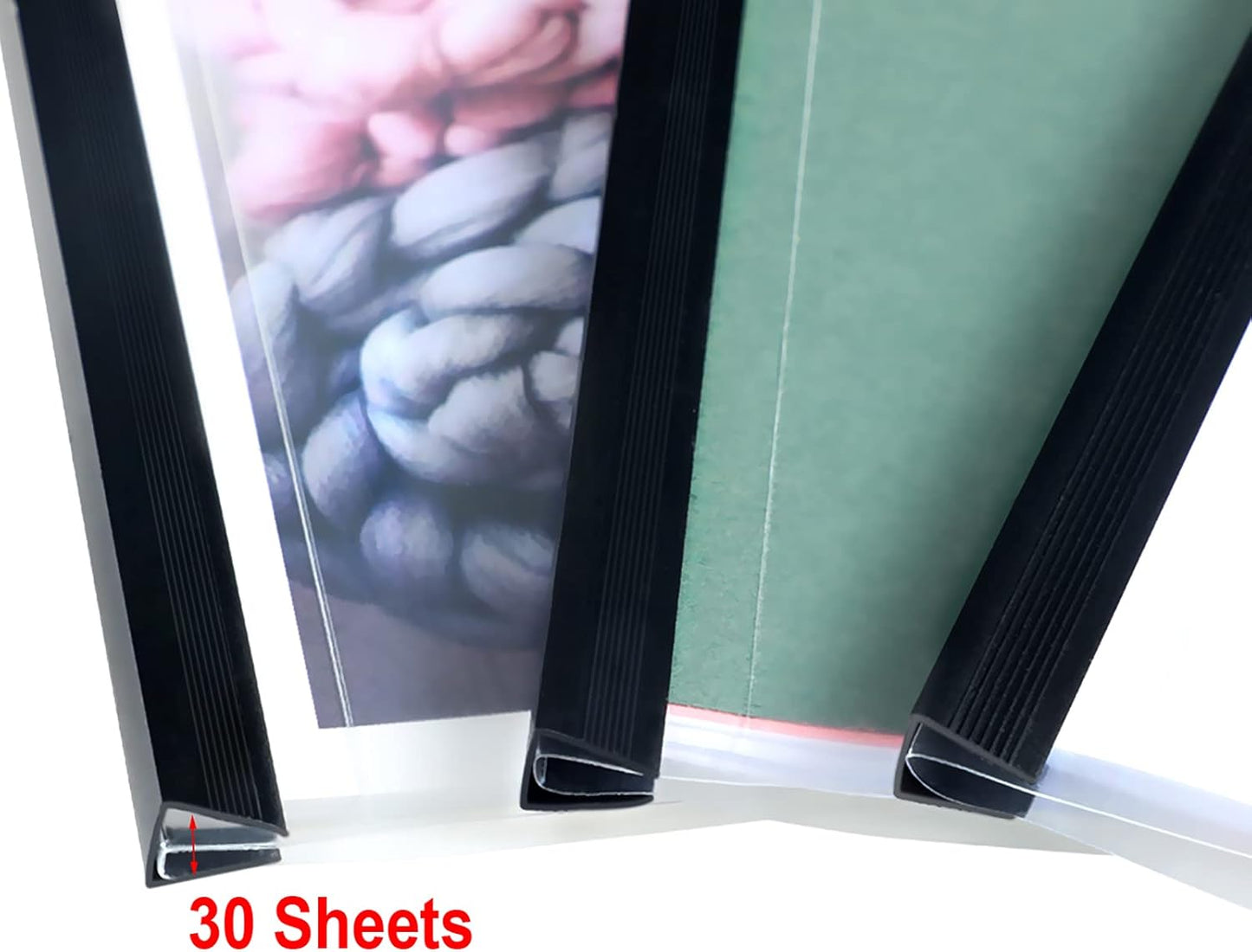 Outus 30 Pieces Binding Bars Slide Grip Binding Bars for Office Report Cover, A4 Size, 30 Sheets Capacity, 12 Inch (Black)