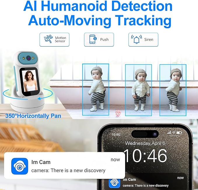 Video Calling Handheld Security Camera Indoor, Nanny Camera Baby Camera Pet - Image 6