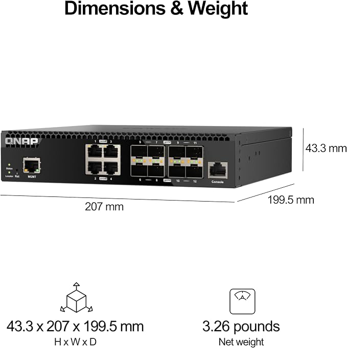 QNAP 12-Port Half-Width Rackmount 10GbE Managed Network Switch. Layer 2 - Image 7