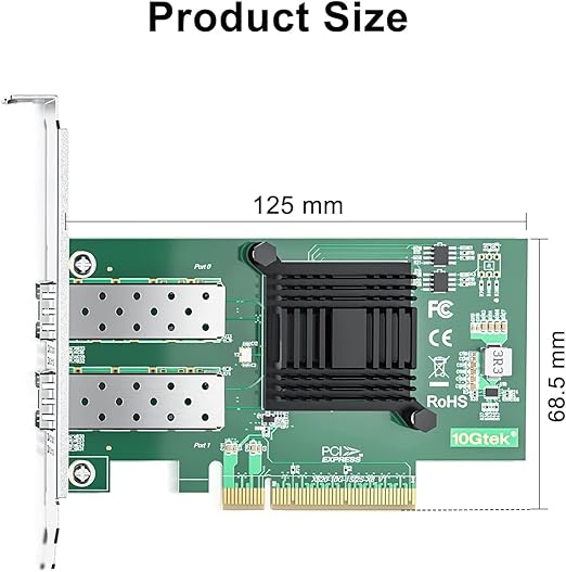 10Gtek 10Gb PCI-E NIC Network Card, Dual SFP+ Port, - Image 4