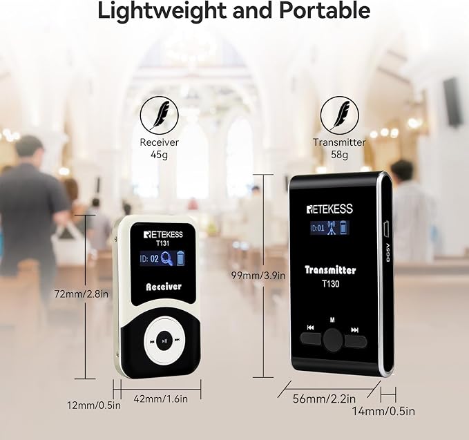 Retekess T130 Wireless Tour Guide Audio System, Church Translation Equipment - Image 3