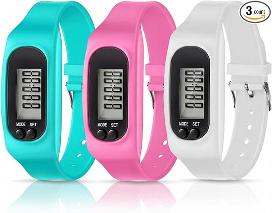 Silicone Fitness Tracker Watch 3 Pcs Walking Running Pedometer Calorie Burning by Kenning