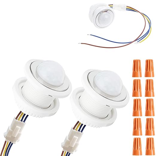 2 pcs PIR Motion Sensor Light Switch 110-240V Human Body Activated LED Sensor by DKARDU