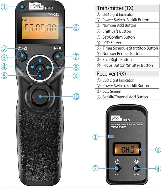 Pixel Wireless Shutter Release Timer Remote Control TW283-90 Compatible - Image 7