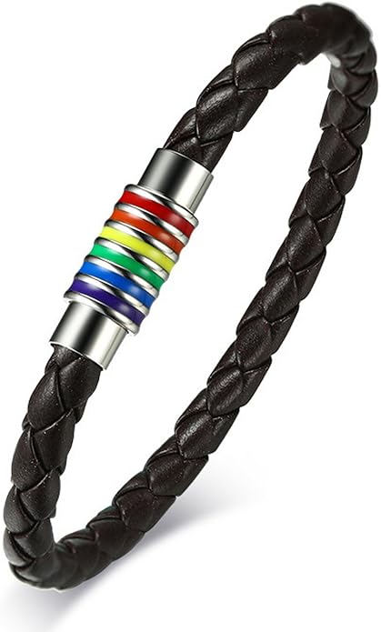 Nanafast Titanium Stainless Steel Rainbow LGBT Pride Bracelet Handmade Braided - Image 2