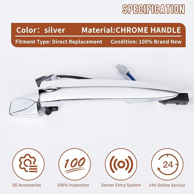 Exterior Door Handle for Nissan Maxima Sentra Murano Leaf Chrome Door Handle - Image 4
