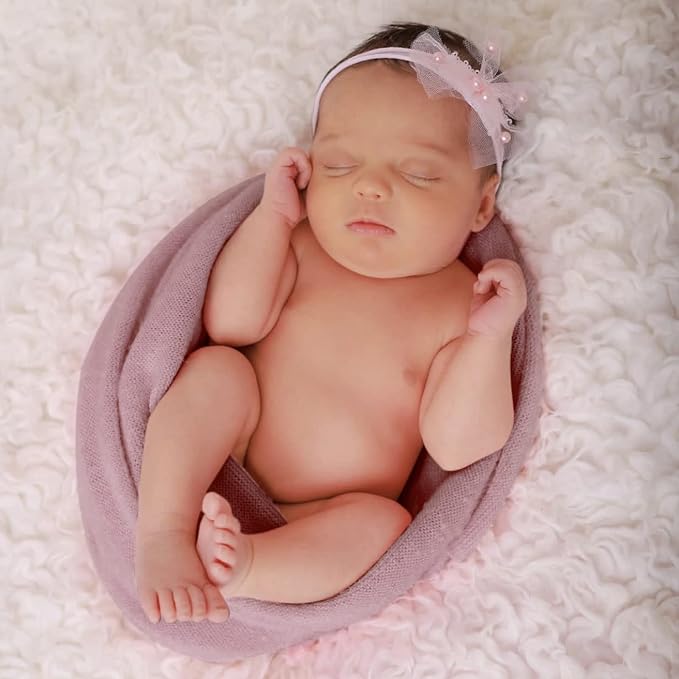 Newborn Posing Wrap Newborn Photography Props Soft Stretch Knit Blanket - Image 3