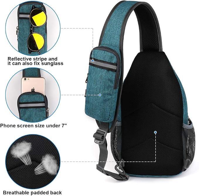 WATERFLY Crossbody Sling Backpack Sling Bag Travel Hiking Chest Bags Daypack - Image 5