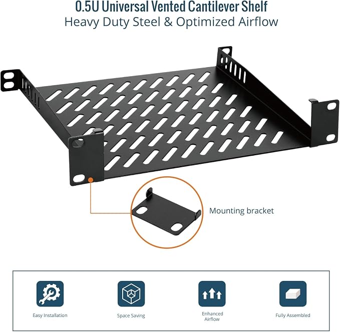 Tecmojo 2 Pack 0.5U Rack Mount Shelf - Image 6