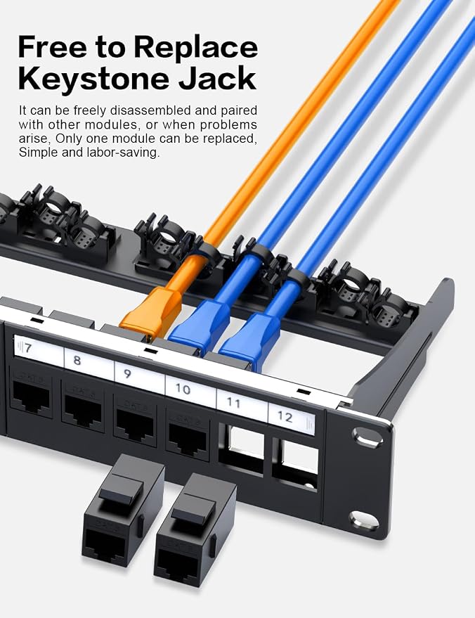 1U 12 Port Patch Panel Cat6 Keystone Patch Panel RJ45 UTP - Image 4