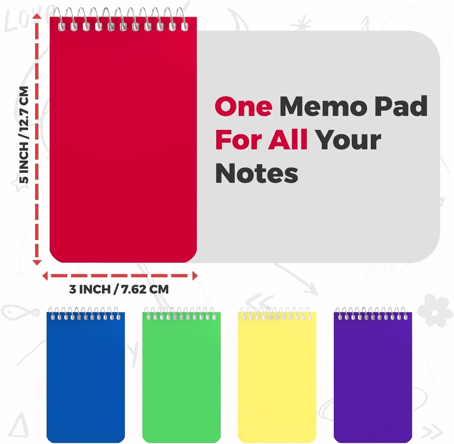 Small Notebooks, Spiral Notepads 3x5" - (Bulk Pack of 25) Pocket Notebook, Memo Pads For Home, Office, College, School - Lined College Ruled Paper - 5 Colored Notebooks, 75 Sheets Per Notebook