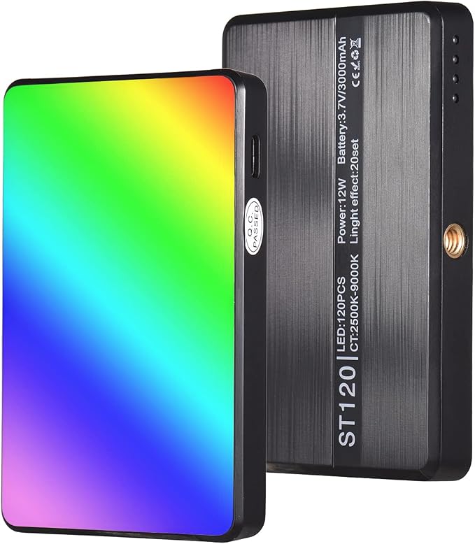 ST120 Pocket LED Video Light Rechargeable Fill Light 2500K-9000K Dual Color by Andoer