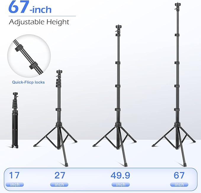 Sensyne 67" Phone-Tripod, Extendable Cell Phone Tripod Stand & Selfie Stick - Image 4