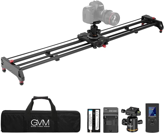 GVM 48"/120CM Carbon Fiber Motorized Camera Slider, Professional Camera Slider by GVMGreatVideoMaker