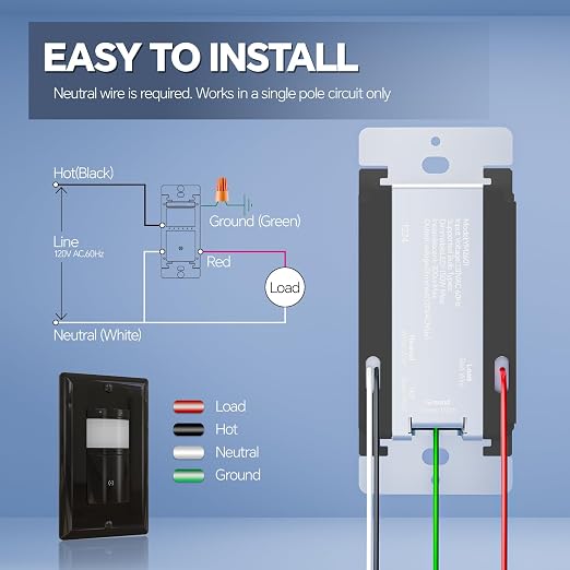 ECOELER Black Motion Sensor Dimmer Switches, Digital Dimmer Light Switch - Image 7