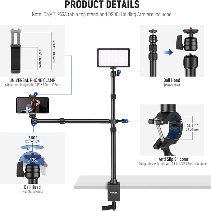 NEEWER TL253A+DS001 Table Camera Tripod - Image 6