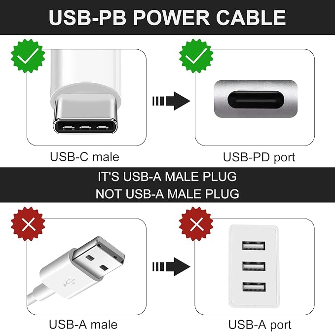 USB C to DC 5.5mm x 2.1mm Power Cable Cord, USB C Input to DC 12V Out Charging - Image 4