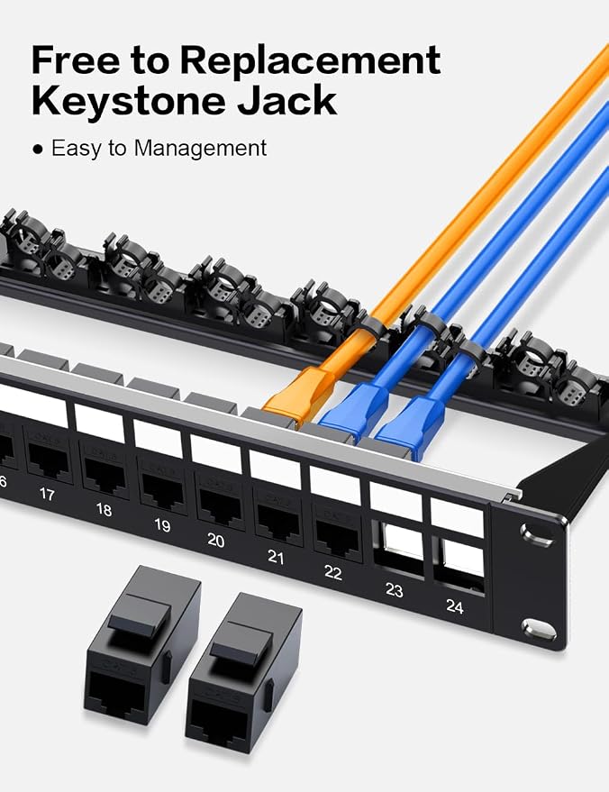 24 Port Patch Panel Cat6 Keystone Patch Panel 1U UTP - Image 4