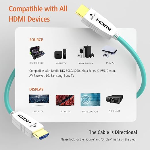 RUIPRO 8K Fiber Optic HDMI Cable 33 Feet 48Gbps 8K60Hz 4K120Hz Dynamic HDR eARC - Image 6