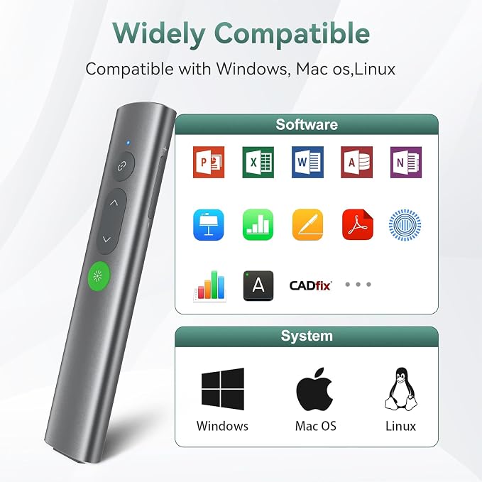 Wireless Presentation Clicker PowerPoint Remote: USB C A Presenter PPT Power - Image 6