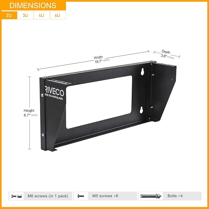 RIVECO 2U Wall Mount Rack for Network| Reinforced Heavy Load 66-99 LBS Small - Image 4