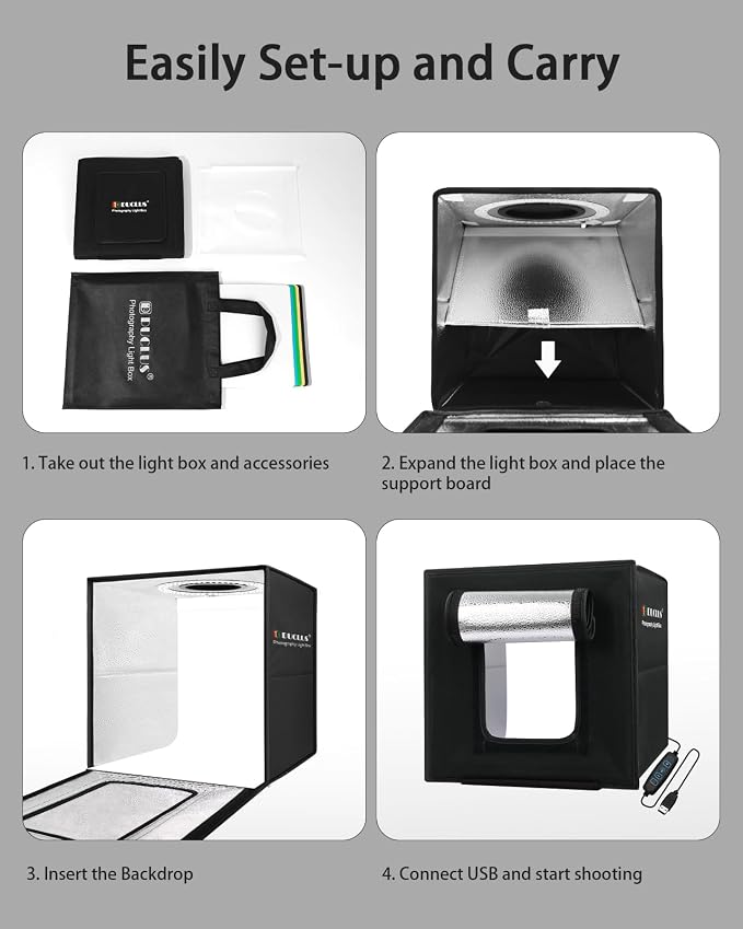 DUCLUS Light Box Photography, Portable Photo Studio Booth Box, 6 Backdrops - Image 7