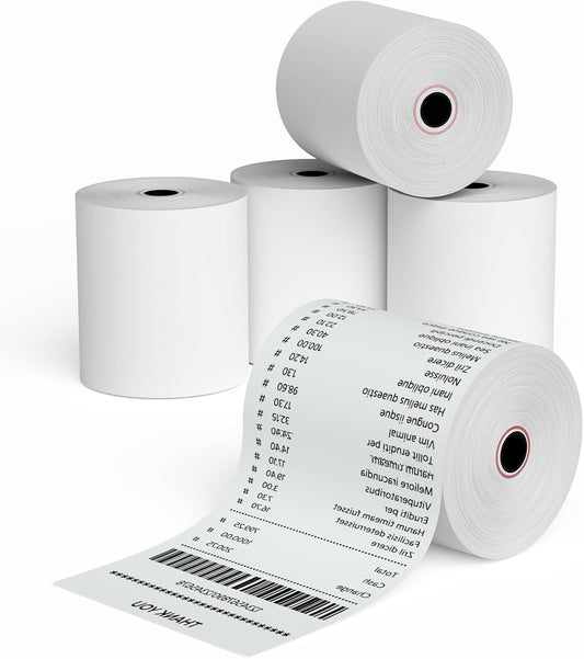 Jayard 3-1/8''x230' Thermal Paper Rolls For Credit Card - Cash Register Rolls - Premium Register Tape Pos Thermal Printer Paper (5 Rolls), Jayard-TP