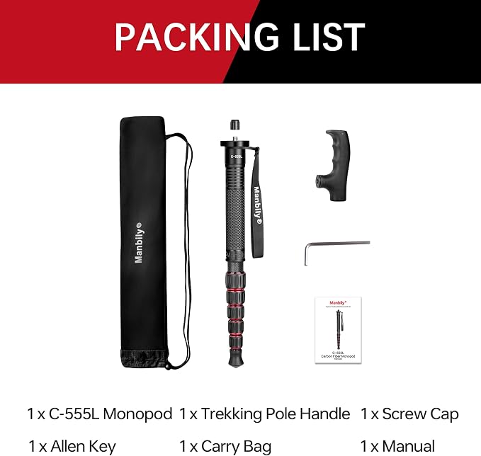 Manbily Carbon Fiber Camera Monopod, Portable Compact Lightweight Travel Monopod - Image 8