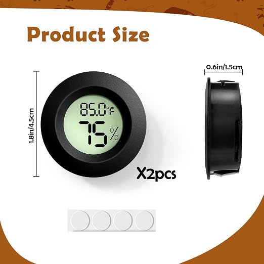 Vodolo 2PCS Reptile Thermometer and Humidity Gauge, Digital Adhesive Reptile - Image 2