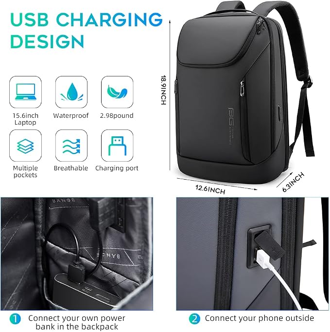 BANGE Business Smart Backpack Waterproof fit 15.6 Inch Laptop Backpack - Image 5