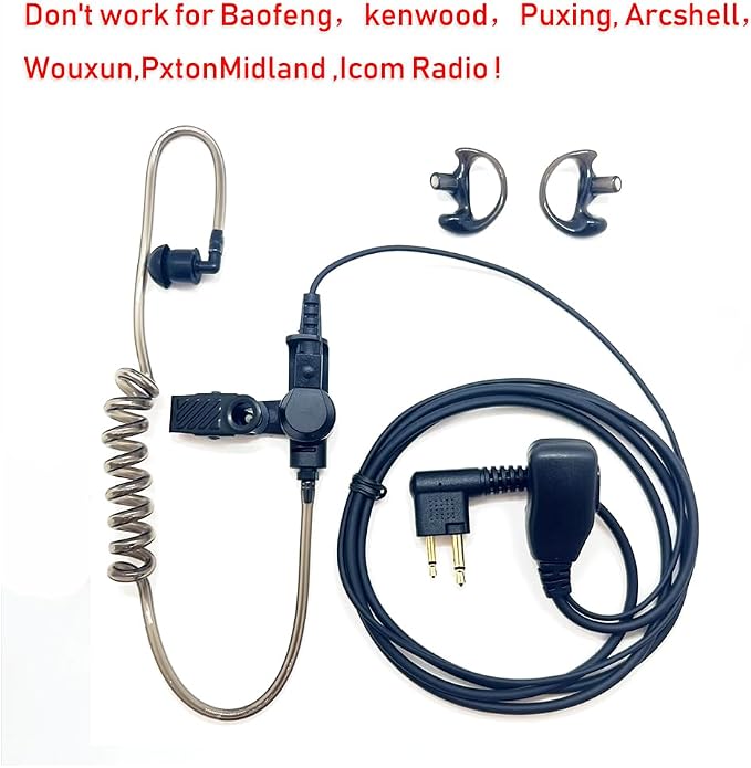 Walkie Talkies Earpieces with Mic 2 Pin Covert Air Acoustic Tube Headset - Image 2