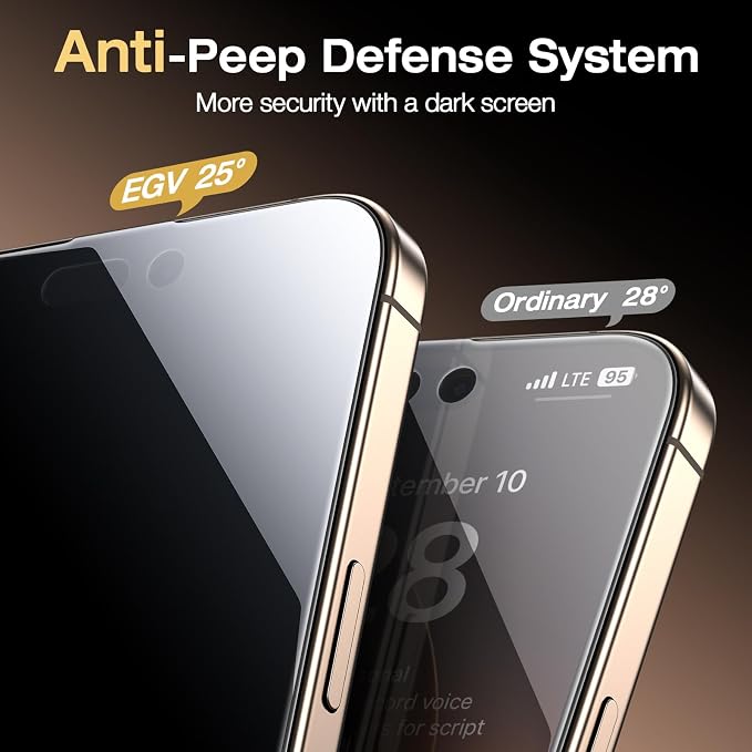 EGV Compatible for iPhone 16 Pro Privacy Screen Protector, Privacy Screen - Image 3