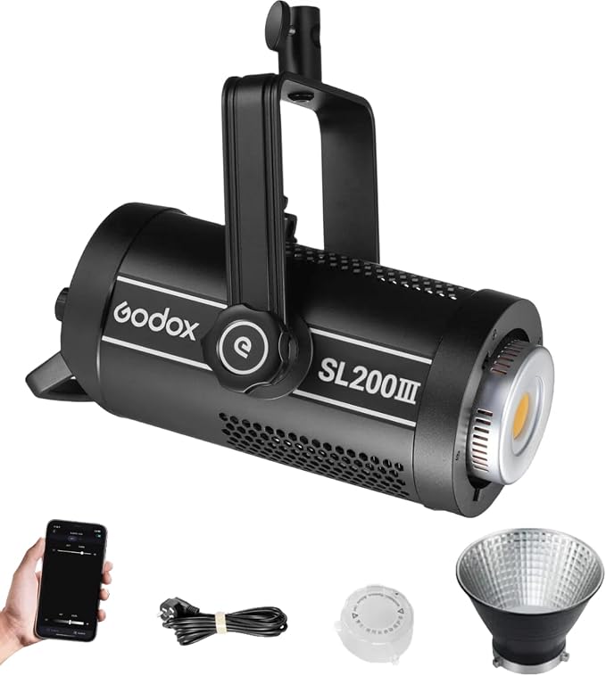 Godox SL200III 215W Daylight LED Video Light – 95600 Lux@1M 5600K, CRI 96+ 8 FX by GODOX