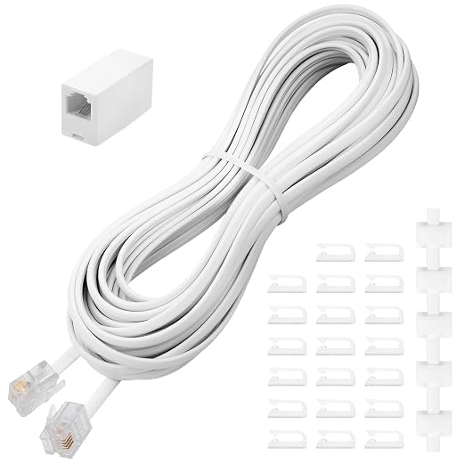 Uvital 25 Feet Phone Line Cord, RJ11 Phone Cable, Landline Telephone Wire by Uvital