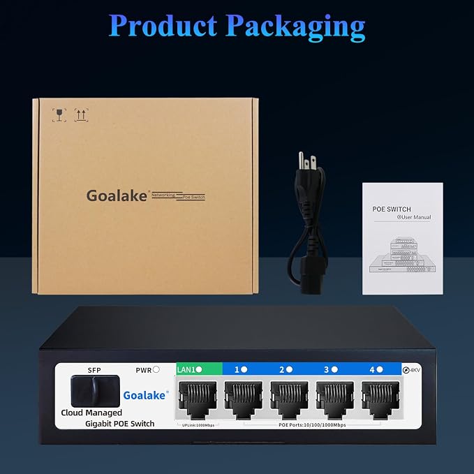 Goalake 6-Port Gigabit PoE+ Switch, 4 PoE Ports 52W, 1 Uplink + 1 SFP Slot - Image 8
