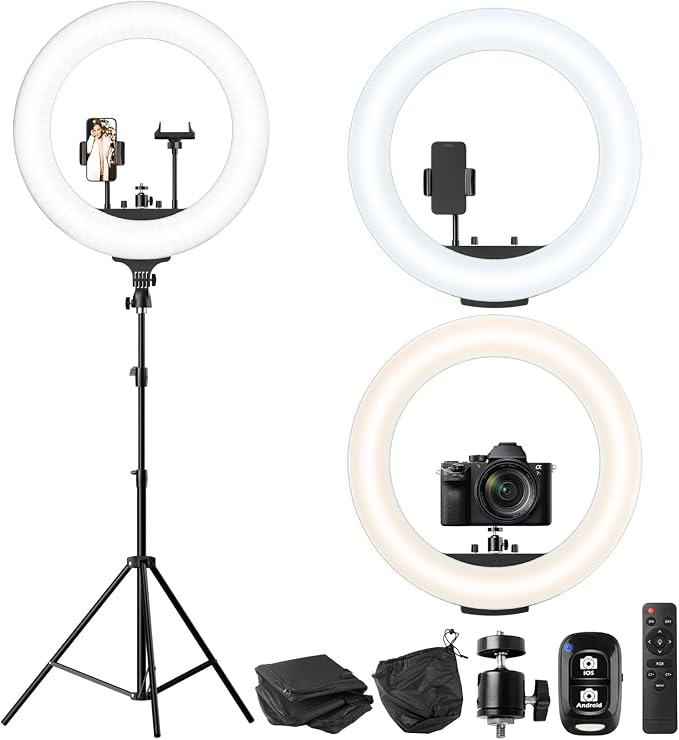 UBeesize 22'' Ring Light with 72'' Stand, 60W Large Ring Light with Phone Holder by UBeesize