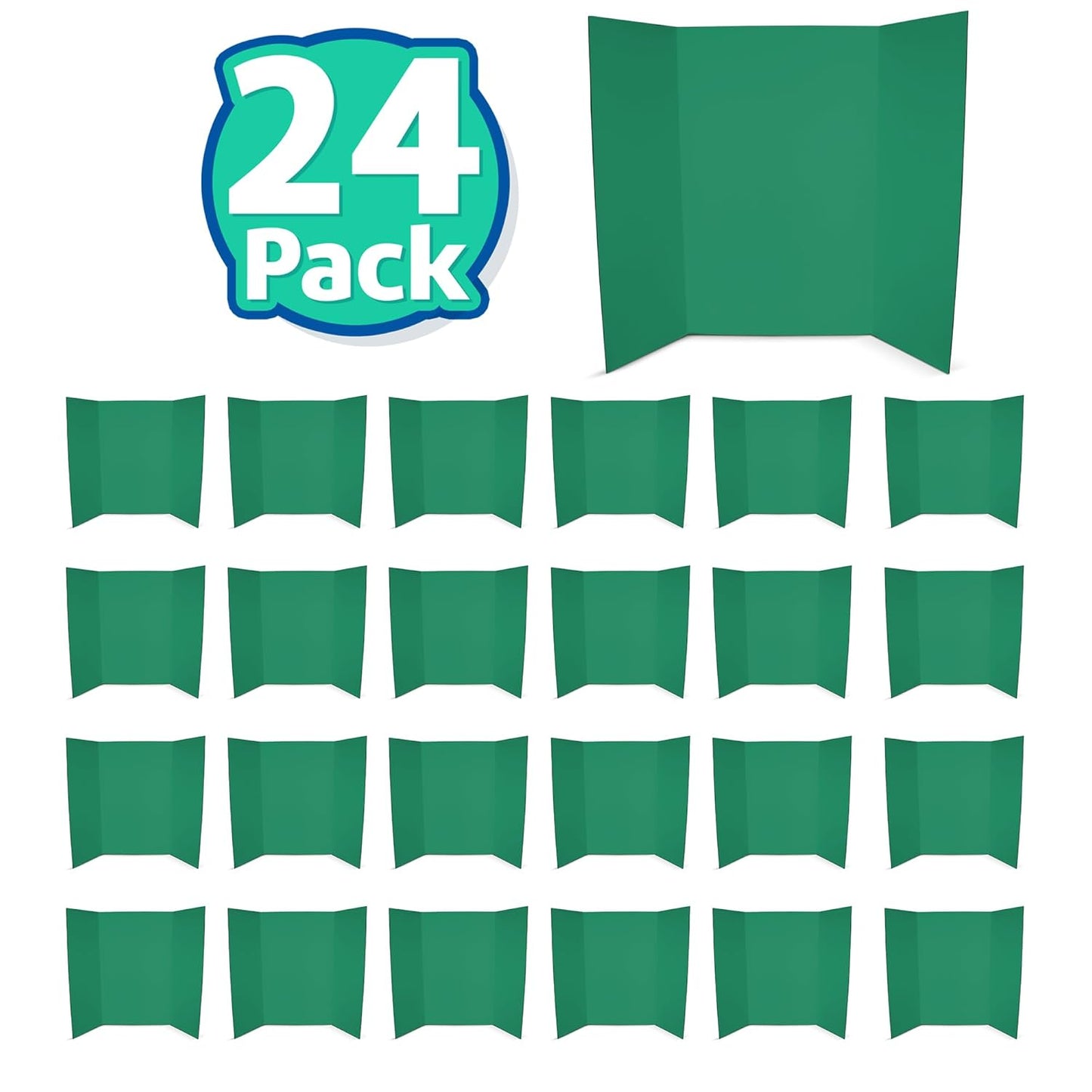 Flipside Products 36” x 48” Foam Project Boards for Presentations, Science Fair, School Projects, Event Displays and Trifold Picture Board - Green - 24 Pack