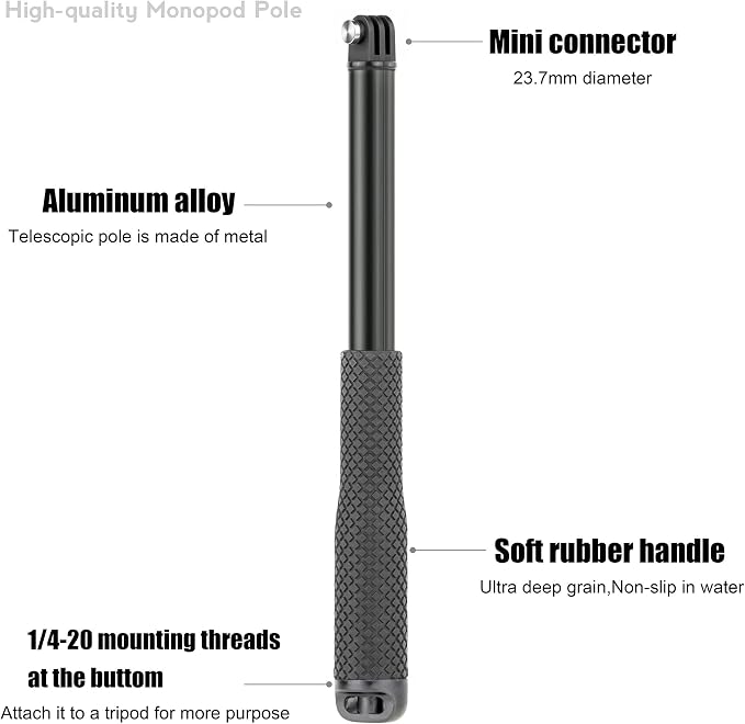 SOONSUN 45'' Waterproof Selfie Stick Extendable Monopod Hand Grip Aluminum - Image 2