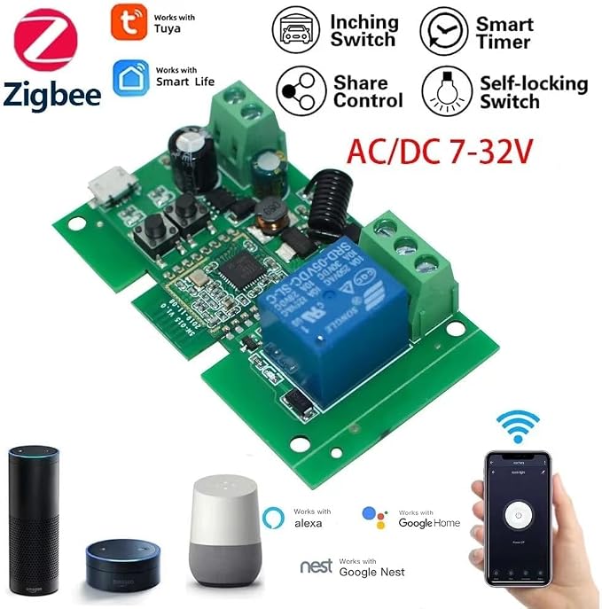 Zigbee 1CH DC 7-32V USB 5V Relay Smart Switch Module， Wireless APP Remote - Image 4
