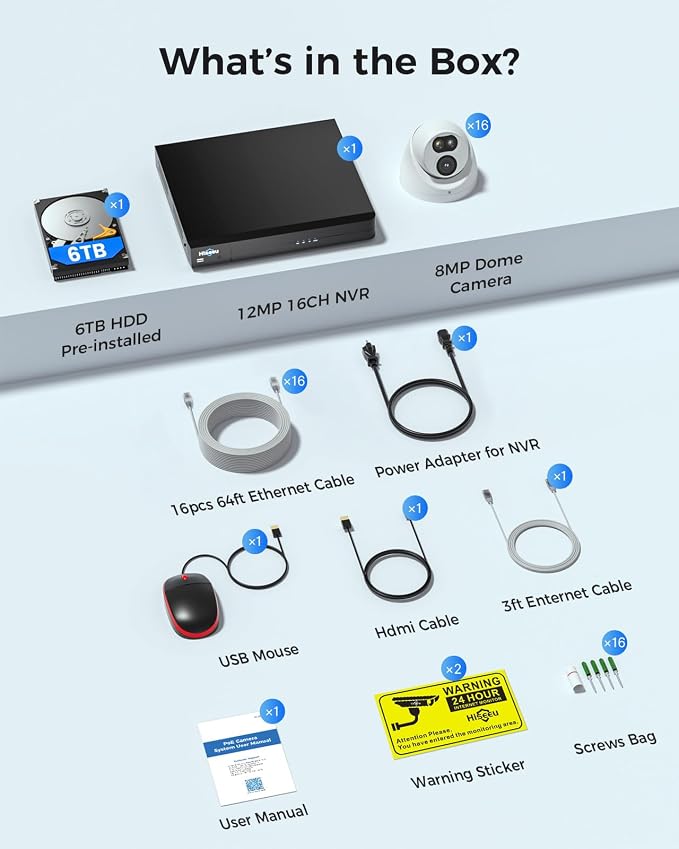 【6TB HDD】 Hiseeu 12MP NVR Security Camera System, 121°Wide View, 2 Way Audio - Image 9