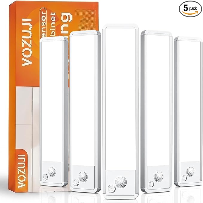 Under Cabinet Motion Sensor Lighting: 10 Inch Dimmable Rechargeable Lights by Vozuji