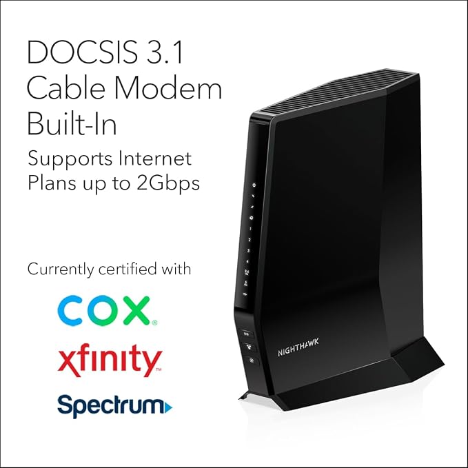 NETGEAR Nighthawk Modem Router Combo DOCSIS 3.1 Cable Modem and WiFi 6 Router - Image 3