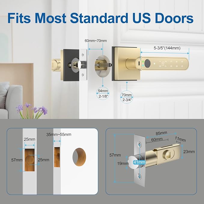 BIWIBON Fingerprint Door Lock, 5 in 1 Finger Print Door Knob - Image 7