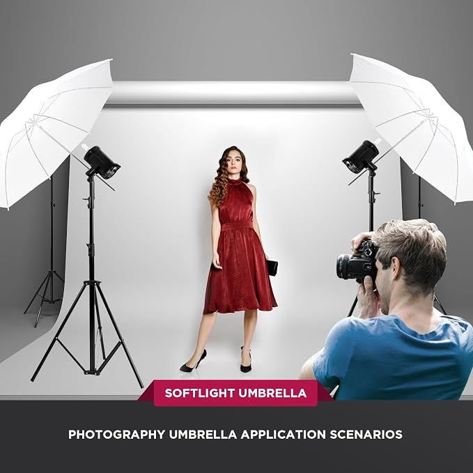33"/84cm White Translucent Soft Umbrella Kit, Photography Umbrella Lighting Kit - Image 7