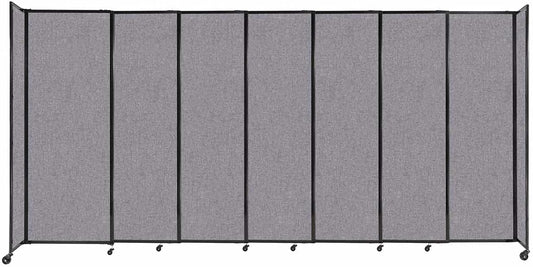 Versare Straightwall Sliding Portable Wall Partition | Freestanding Office Dividers | Locking Wheels | Temporary Room Separator | 15'6'' Wide x 7'6'' Tall Cloud Gray Fabric Panels
